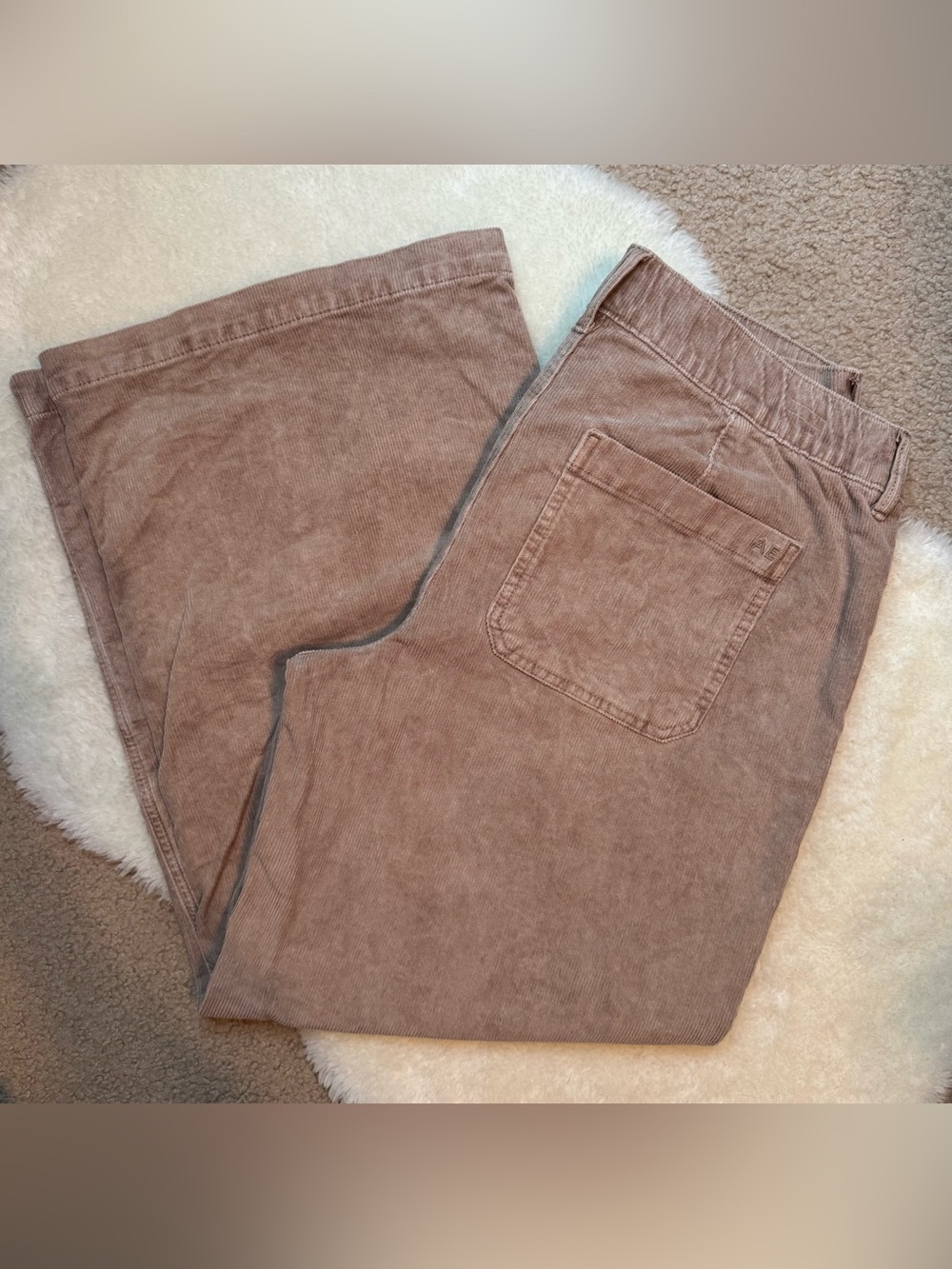 NWOT AEO Women’s Low-Rise Baggy Wide Leg Stretch Corduroy Pants 8Short Taupe